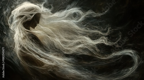 Silhouette Woman, Flowing Hair, Dark Setting