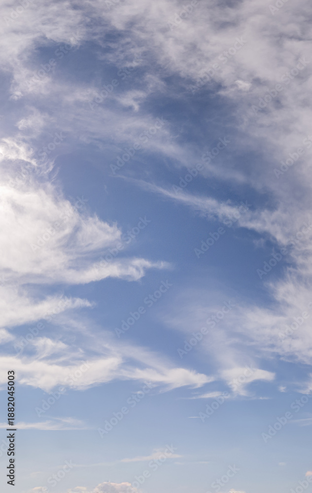 Fototapeta premium Vast Sky With White Clouds Over Calm Blue Horizon Cloudscape Landscape