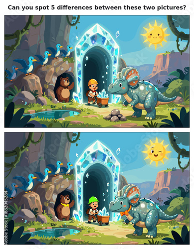 spot the difference, kids activity, fun games, puzzles for kids, educational activity, brain teaser, difference game, coloring pages, coloring books, book cover, kdp, kdp interior, kids challenges, le