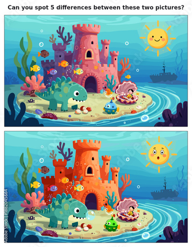 spot the difference, kids activity, fun games, puzzles for kids, educational activity, brain teaser, difference game, coloring pages, coloring books, book cover, kdp, kdp interior, kids challenges, le