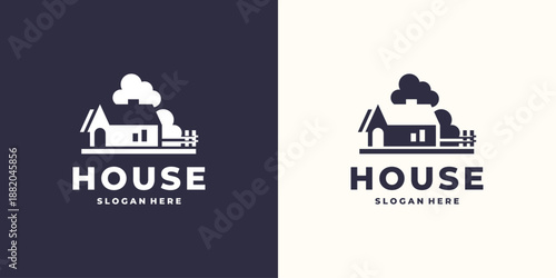 silhouette house logo rent property vector template.