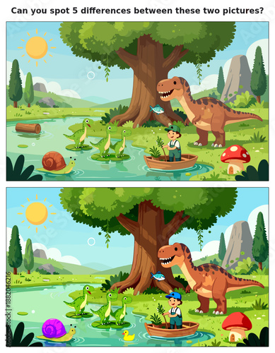 spot the difference, kids activity, fun games, puzzles for kids, educational activity, brain teaser, difference game, coloring pages, coloring books, book cover, kdp, kdp interior, kids challenges, le