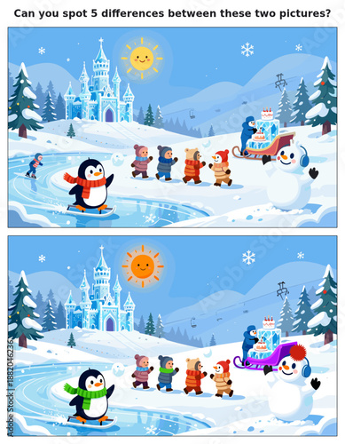 spot the difference, kids activity, fun games, puzzles for kids, educational activity, brain teaser, difference game, coloring pages, coloring books, book cover, kdp, kdp interior, kids challenges, le