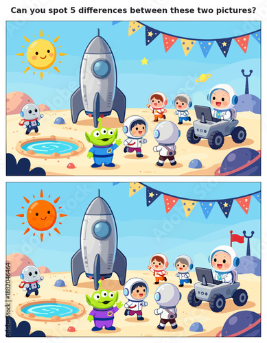 spot the difference, kids activity, fun games, puzzles for kids, educational activity, brain teaser, difference game, coloring pages, coloring books, book cover, kdp, kdp interior, kids challenges, le