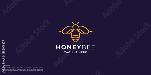 creative of honey bee with line art style concept.
