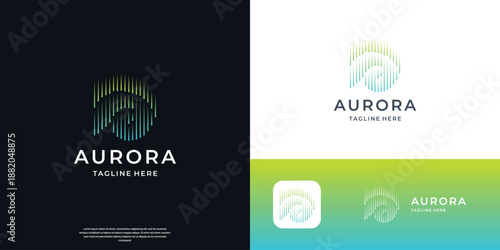 green aurora borealis logo with gradient modern color branding
