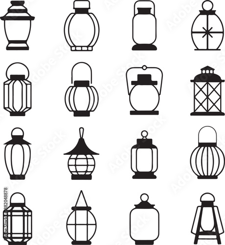 lantern assortment of hanging lamp icons for festival and decor