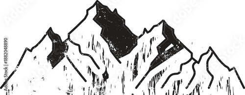 Mountain peak summit logo design. Outdoor hiking adventure icon set. Alpine wilderness travel symbol. Vector illustration