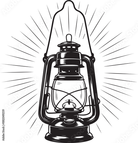 lantern kerosene vintage camping light symbol vector artwork
