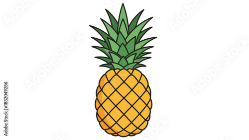Fresh Ripe Tropical Pineapple Fruit Illustration.