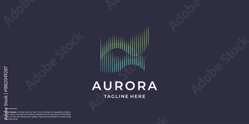 aurora logo design,northern lights sky aurora borealis icon design illustration