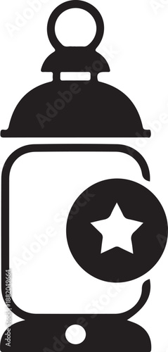 lantern star silhouette logo badge vector illustration for print