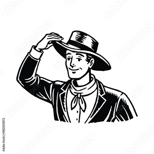 Man tipping hat silhouette