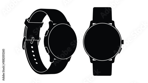 a minimalist illustration of two smart watches displayed side by side