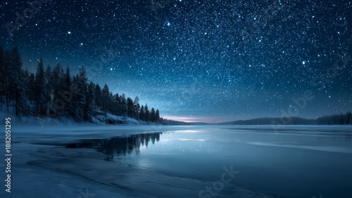 Frozen Lake in Moonless Night