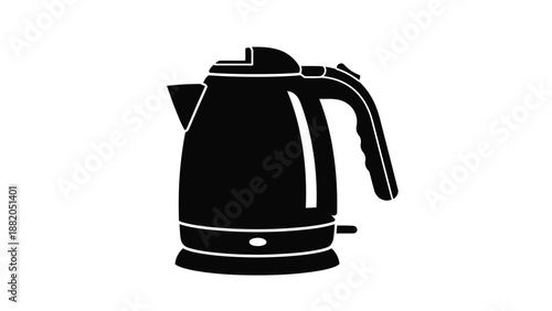 a simple black silhouette illustration of a classic electric kettle design