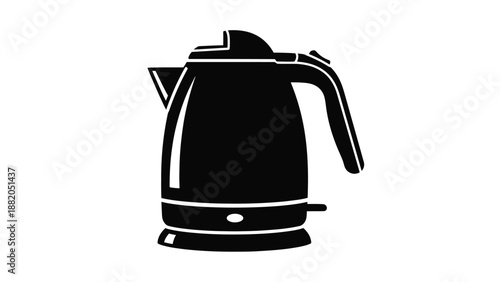 a simple black and white illustration of an electric kettle design