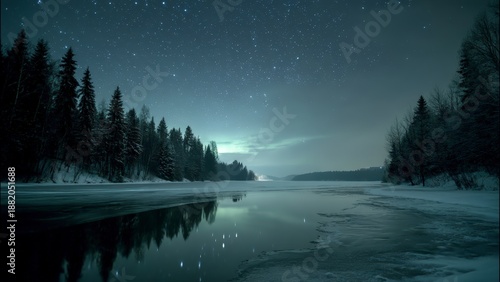 Night Sky and Ice Reflection