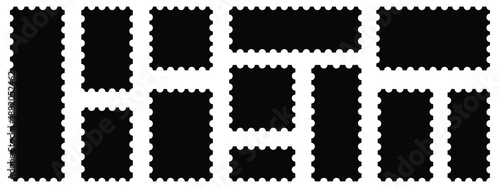 Set of blank rectangle and square Postage stamp frames. Postage stamp vector icons.Blank postage stamps borders vector set. Mockup postage stamps ,Postage stamp set, templates 