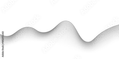 Abstract black stippled flowing dotted line background. Polka dotted effect design