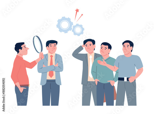 Group of businessmen arguing. Misunderstandings and communication problems in work and business. Project managers conferring, vector concept