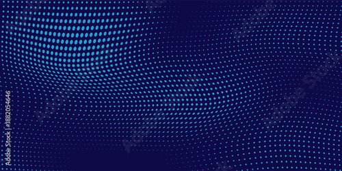Abstract blue halftone wavy dotted