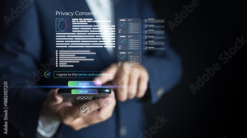 Billede på lærred Security authentication control ensures datum protection