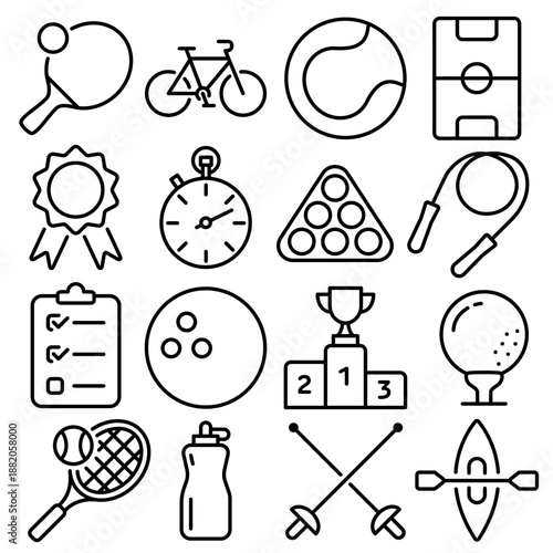 Sport Essentials Icon Set Outline Style (Part 2)