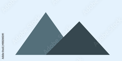 Vector illustration of a sunset landscape featuring the ancient pyramids of Giza in Egypt with a sun icon over desert sand peaks and mountain hills under a summer sky