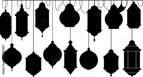 Collection of hanging lantern silhouettes