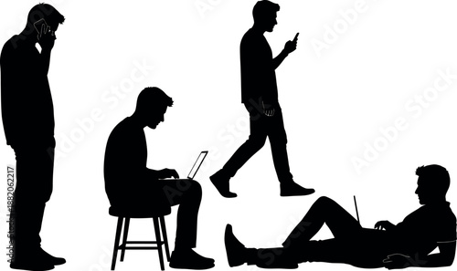 Four silhouettes of men in different positions