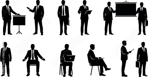 Business professionals in various poses and settings