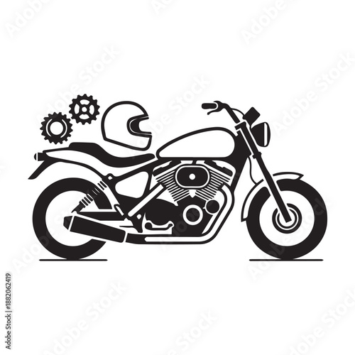 Motorcycle Elements Set Vector Icons for Bike Parts, Repair and Racing Design