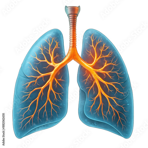 Wallpaper Mural Human Lungs Anatomy with Bronchial and Vascular System Illustration Torontodigital.ca