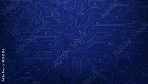 Futuristic circuit motherboard background. Circuit line with electronic elements. AI, artificial intelligence, data transfer, data flow, large language model. Technology banner. Vector illustration.