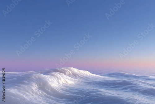 Serene Ocean Waves Under Clear Blue Sky at Sunrise or Sunset