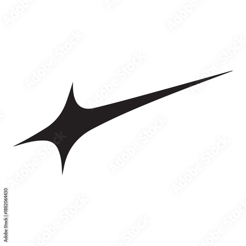 Stylized Black Checkmark Shape with Sharp Points and Tapered End