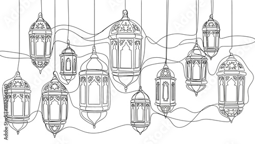 arabic lanterns hanging, ramadan decorations