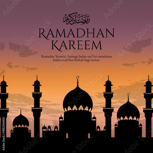 Modern Ramadan Kareem Poster, Gradient Islamic Design, Youth Festival Greeting, Creative Muslim Banner, Stylish Ramadan Artwork, Trendy Template