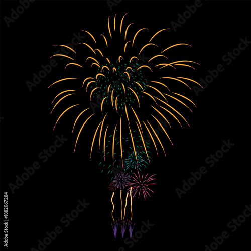 Fireworks Vector with black background.