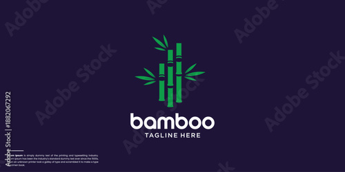 Bamboo logo design with creative concept Premium Vector