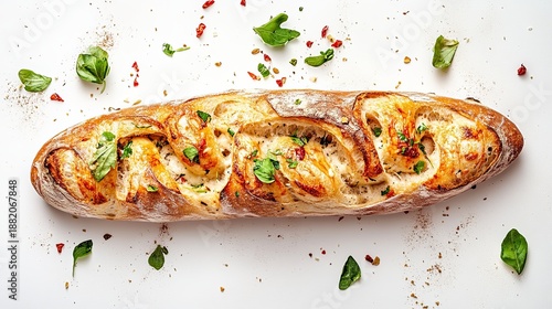 Wallpaper Mural Freshly baked baguette with crisp crust isolated on white background . Torontodigital.ca