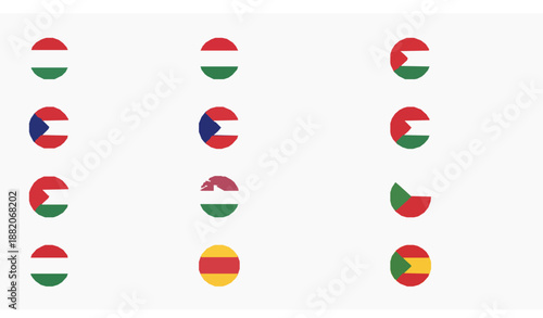 Group of Twenty G20 Flags Circular Badge Vector Collection with Country Names