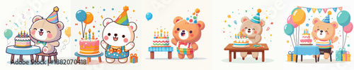 cute bear vector having a birthday