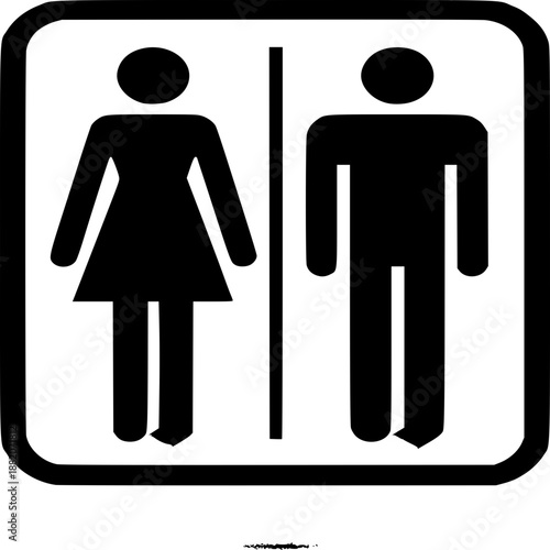 Restroom Sign: A universally recognized pictogram indicating the availability of gender-specific restroom facilities. The simple design emphasizes accessibility and clarity in public spaces.