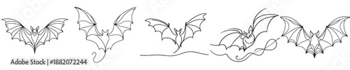 bat vector with continuous line style