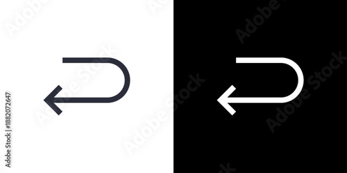 Return icon concept with flat Black White Background. Vector illustration.