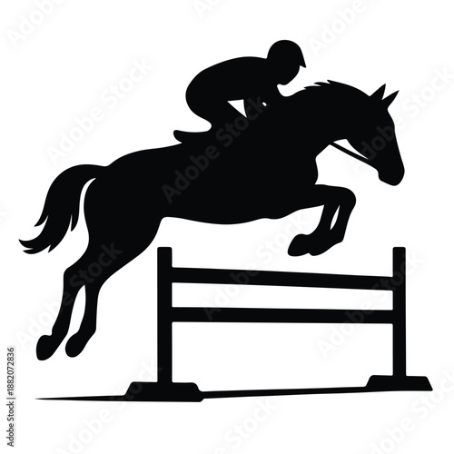 Horse jumping over hurdle silhouette