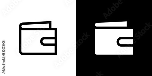 Wallet concept with flat Black White Background. Vector illustration.