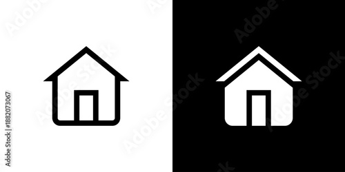 Home concept with flat Black White Background. Vector illustration.